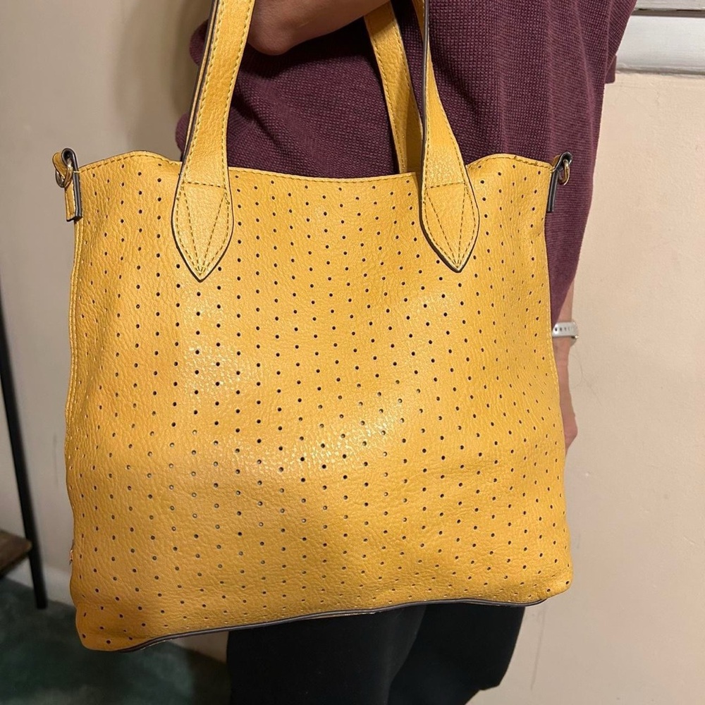 Steve Madden Yellow Perforated Tote Bag